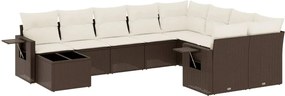 vidaXL Set canapele de grădină cu perne, 10 piese, maro, poliratan