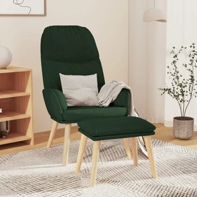 vidaXL Scaun de relaxare cu taburet, verde închis, catifea