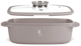 Tava cuptor cu capac, roaster 6 l , 32x21 cm - Taupe Berlinger Haus BH 8778, gri, antiaderenta, pentru friptura, titan