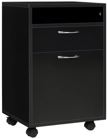HOMCOM Unitate mobilă cu sertare Container, 1 Raft, 1 Sertar, 40 cm x 35 cm x 60 cm, Negru | Aosom Romania