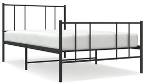 352488 vidaXL Cadru pat metalic cu tăblii de cap/picioare, negru, 75x190 cm