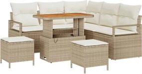 vidaXL Set de canapele pentru grădină cu pernă 8 pcs Bej și crem