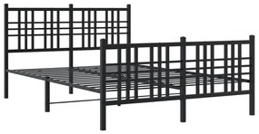 376340 vidaXL Cadru pat metalic cu tăblie de cap/picioare, negru, 120x200 cm