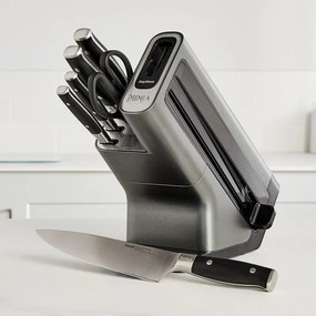 Set cutite cu ascutitor si suport Ninja K32014EUUK, 6 piese, StaySharp, Design ergonomic, Argintiu/Negru