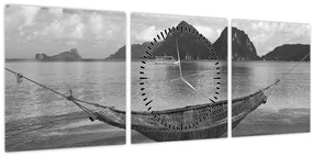 Tablou - Hamac pe plajă (cu ceas) (90x30 cm)