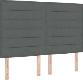 vidaXL Pat cu arcuri cu saltea cu led Gri închis 140 x 200 cm țesătură