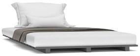 824595 vidaXL Cadru de pat, gri, 75x190 cm, lemn masiv de pin