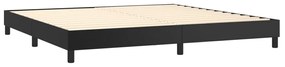 Pat box spring cu saltea, negru, 200x200 cm, piele ecologica Negru, 200 x 200 cm, Design simplu