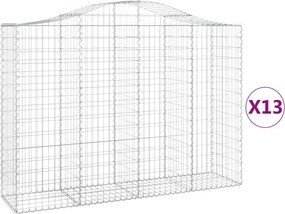 vidaXL Coșuri gabion arcuite 13 buc, 200x50x140/160cm, fier galvanizat