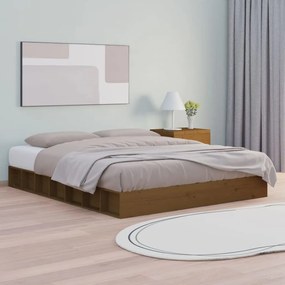 820684 vidaXL Cadru de pat, maro miere, 120x200 cm, lemn masiv