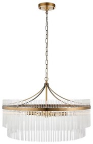 Endon 112574 - Candelabru suspendat pe lanț MARIETTA GRAND 7xE14/7W/230V alamă/sticlă clară