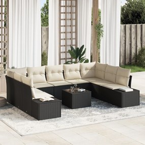 vidaXL Set de canapele pentru grădină 10 pcs Negru Rattan poli