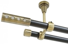 Galerie dubla allure fara inele prindere tavan 19/19 mm negru aur antic (Alege marime: 360 cm)
