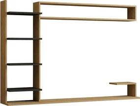 Comoda tv pentru perete cu raft,  culoare nuc si antracit 180 cm