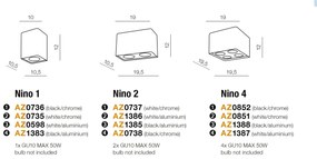Spot aplicat tavan/plafon stil modern Nino 2 White/Chrom