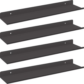 vidaXL Raft suspendat Pe perete 4 pcs Negru 40 x 9 x 2,5 cm Oțel