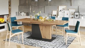 NOBLE NOIR Stejar Artisan/Antracite (Gri închis) - MASĂ EXTENSIBILĂ până la 218 cm, pentru 8, 10 persoane.