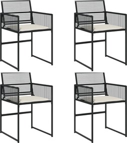 vidaXL Scaune de grădină cu perne, 4 buc., negru, poliratan