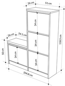 Pantofar/ Dulap pantofi Dora (Gri). 1073143