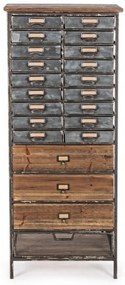 Comoda maro/gri din metal si lemn de Pin, 53 cm, Officina Bizzotto