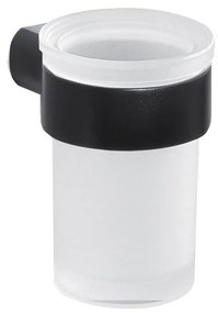 Suport de perete pentru periuțe de dinți Gedy PIRENEI sticlă alburie/negru