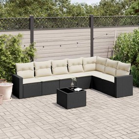 vidaXL Set mobilier de grădină cu perne, 8 piese, negru, poliratan