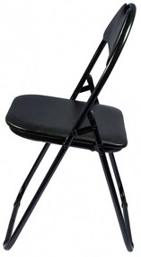 SCAUN PLIANT NEGRU, TAPITAT PIELE ECOLOGICA, CADRU METALIC