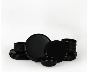 Set de veselă din ceramică, 18 piese, negru