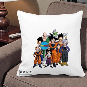Perna Personalizata Dragon Ball Z Grup Complet, 40x40 cm, Alba Mata, Husa Detasabila, Perna Inclusa, BEKZ®