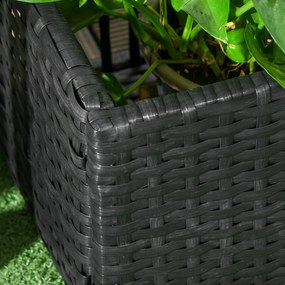 Outsunny Blumenkasten cu grilaj, rezistent la intemperii, Ratan Polyrattan, 103 x 103 x 29 cm, Negru | Aosom Romania