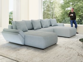 Colțar extensibil dumonde cu ladă de depozitare si sezut confortabil din spuma high-density, Berlin U Zoom GREY 380x180 cm