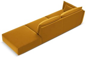 Canapea galben-muștar cu tapițerie din catifea, cu colț pe partea stângă 264 cm Vanda – Mazzini Sofas