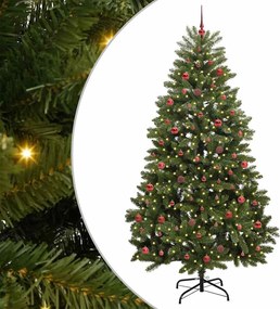 vidaXL Brad de Crăciun artificial cu 300 LED Verde 240 cm PVC și Metal