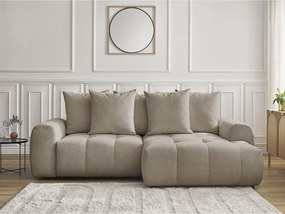 Colțar bej extensibil/cu spațiu de depozitare cu tapițerie din chenille (cu colț pe partea dreaptă/cu șezlong) Roxelane – Bobochic Paris