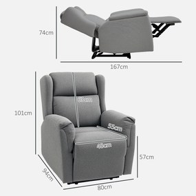 HOMCOM Fotoliu de Relaxare, Scaun Tapitat reglabil cu Suport pentru Picioare, cu Inclinație de 160°, cu Aspect de In, Asamblare Rapidă, Gri închis | Aosom Romania