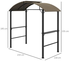 Outsunny Pavilion Grătar, 2 Blaturi Laterale, Cârlige, Cadru din Oțel, 1,1 x 2,3m, Khaki | Aosom Romania
