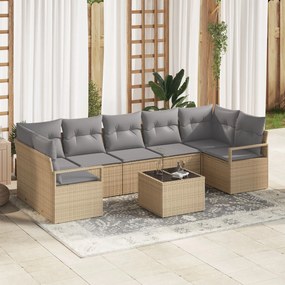 vidaXL Set de canapele pentru grădină 8 pcs Bej și gri 55 x 55 x 37 cm