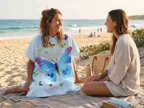 Poncho de plaja BUTTERFLY SPARKLE colorat 80x145 cm