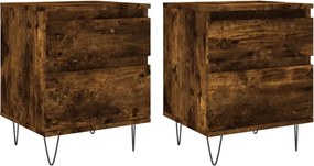 vidaXL Noptiere, 2 buc., stejar fumuriu, 40x35x50 cm, lemn compozit