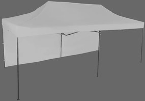 Pavilion de grădină 3x6m – din oțel, 1 perete lateral, Gri / antracit