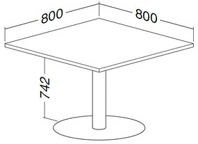 Masa de intalnire ProOffice 80 x 80 cm, fag