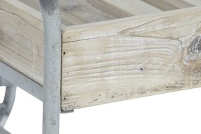 Măsuță de cafea cu roți, din lemn de molid și metal, natur și gri, cu blat tip tavă, finisaj rustic, 46 x 110 x 67 cm, „Ravelo” – Ethnic Collections