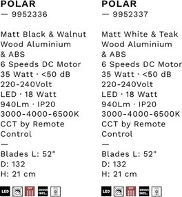 Lustra LED cu ventilator si telecomanda POLAR negru/ nuc