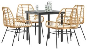 vidaXL Set mobilier de grădină cu perne 5 piese maro sticlă polirattan