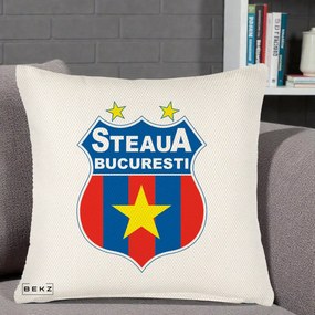 Perna Personalizata Steaua Bucuresti Fotbal, 40x40 cm, Crem Reliefat, Husa Detasabila, Perna Inclusa, BEKZ®