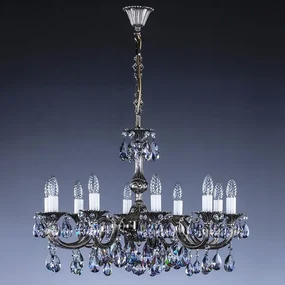 Candelabru Cristal Bohemia Exclusive 10 brate, diam.72cm ALICE X. nickel antique 8006 CE