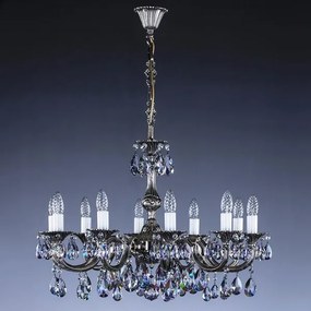 Candelabru Cristal Bohemia Exclusive 10 brate, diam.72cm ALICE X. nickel antique 8006 CE