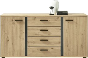 Comoda KANODE, stejar artisan/negru, PAL laminat, 170x40x84 cm