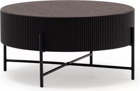 Măsuță de cafea Corbi 80 cm pentru living - nuc închis / negru mat