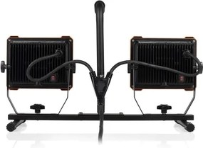 Proiector LED 2 x 30 W cu stativ, 230 V, 4000 K, IP65, portocaliu/negru